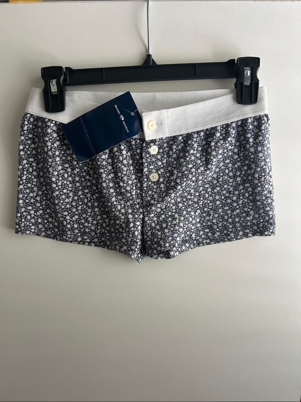 Brandy Melville Navy and White Floral Cotton Boyshorts